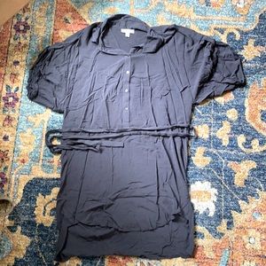 Short sleeve rayon shirt dress with buttons & belt